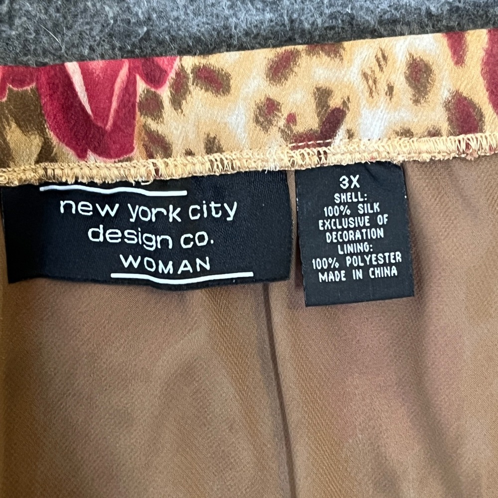 NYC Design Co Silk Skirt Set Womens 2X 3X Leopard Floral Whimsigoth Vtg Y2K Boho - Picture 3 of 16